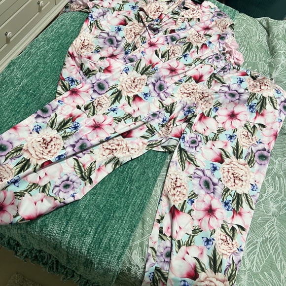 LADIES SATIN FLORAL PJ SET - Picture 3 of 6